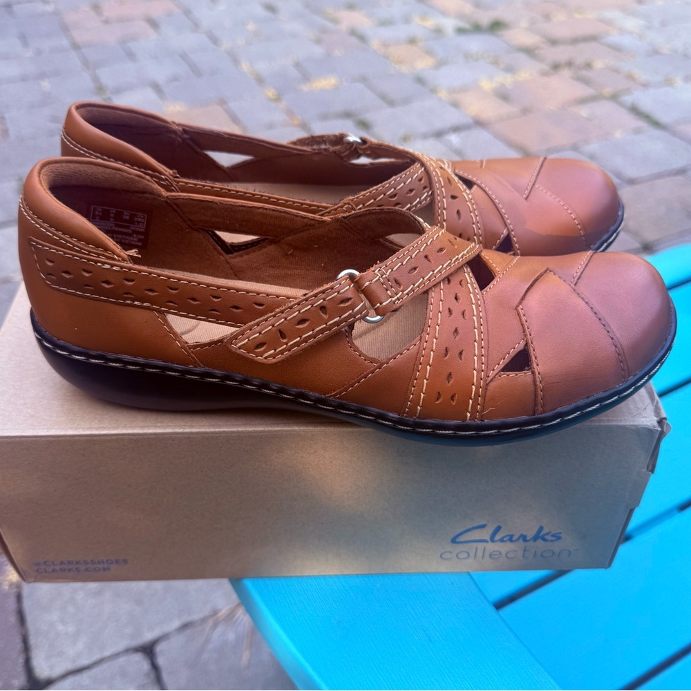 WOMENS CLARKS BROWN LEATHER MARY JANE ASHLAND SPIN Q COMFORT SHOES SIZE 8 NARROW - Picture 5 of 10